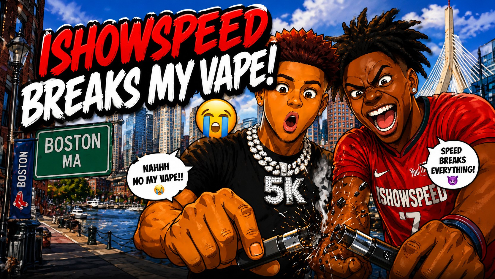 iShowSpeed breaks Recky5k’s Vape in Boston, MA